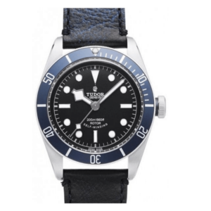 Replica Tudor Heritage Black Bay Black Dial Leather Strap Mens Watch 79220B-1