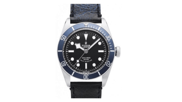 Replica Tudor Heritage Black Bay Black Dial Leather Strap Mens Watch 79220B-1