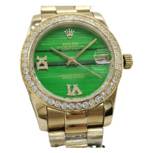 Iced Out Moissanite Rolex Datejust Goldgreen 31mm