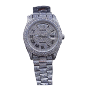 High Quality Replica Iced Out Moissanite Rolex DayDate Full Iced Silver Case