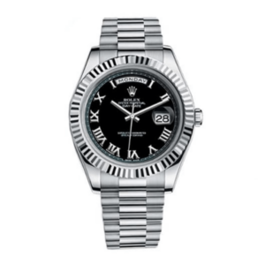 Daydate Black Dial White Gold Roman Numbers