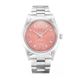 Rolex Air-King Pink Quarter Arabic Dial Stainless Steel Mens 14000