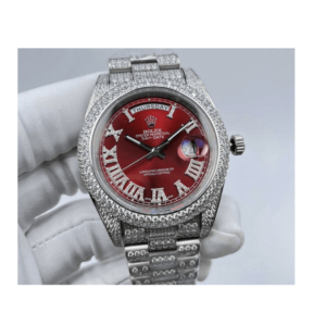 High Quality Replica Iced Out Moissanite Rolex DayDate Oyster-Perpetual with Iced Roman Number Dial