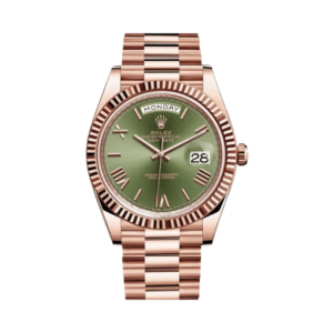 Rolex-Day-Date-40-President-Rose-Goldfluted-Bezel-Olive-Green-Dial